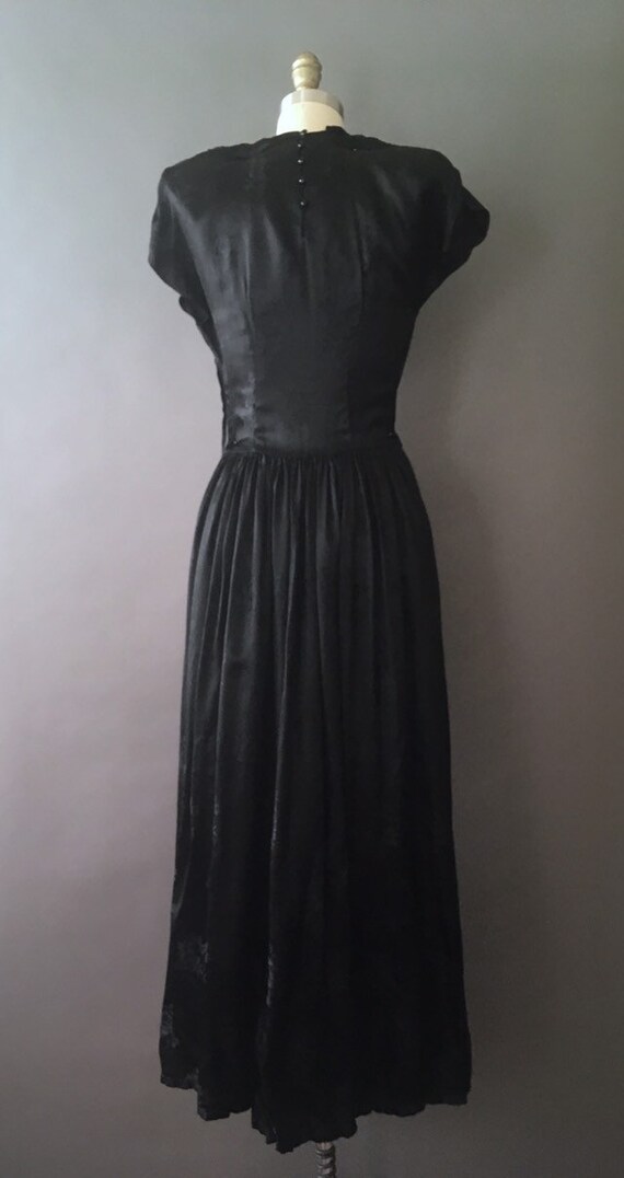 40s Raven Garden Dress - 1940s Vintage Formal Bla… - image 6