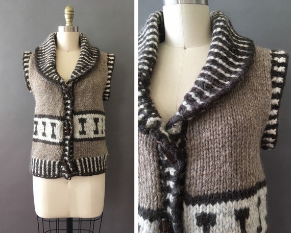 Vintage Knit Sweater Vest - Hand Knit Vintage Slee