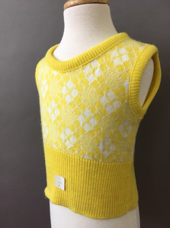 70s Deadstock Kids Vest - 1970s Vintage Yellow Wh… - image 2