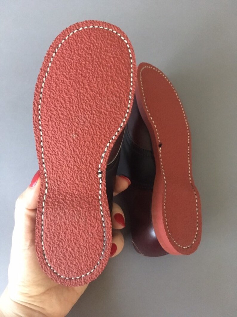 Oxfords 12.5 Size Kids Children Shoes 1970s Black and Burgundy Vintage Boys Girls Shoes Non Slip Sole 70s Deadstock Kids Leather Shoes