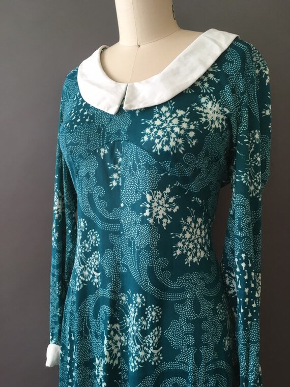 70s The Dream Dress - 1970s Blue Green Maxi Vinta… - image 4