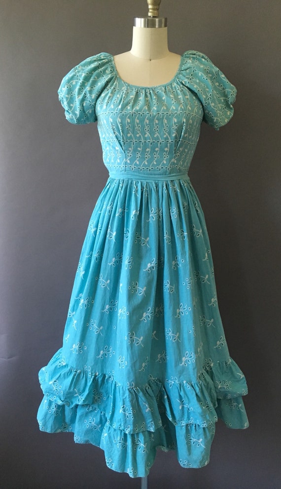 30s Blue Daydreams Dress - 1930s Blue Vintage Dre… - image 2