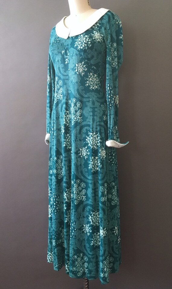 70s The Dream Dress - 1970s Blue Green Maxi Vinta… - image 3