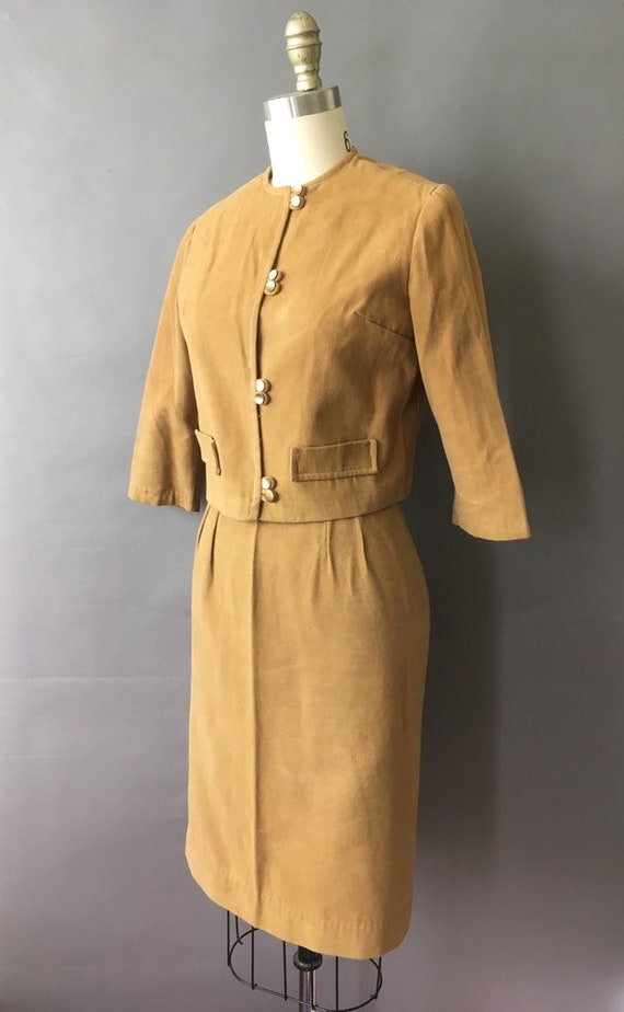 50s Desert Chic Suit - 1950s Vintage Camel Tan Su… - image 3