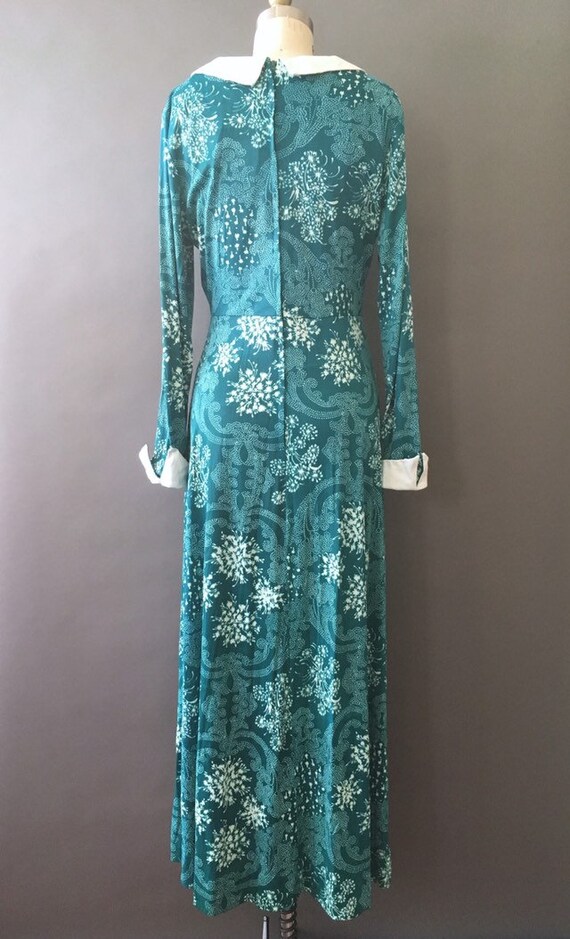 70s The Dream Dress - 1970s Blue Green Maxi Vinta… - image 6