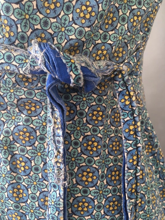 50s Swirl Me Around Dress - 1950s Cotton Blue Yel… - image 9