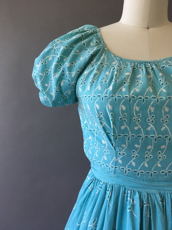 30s Blue Daydreams Dress - 1930s Blue Vintage Dre… - image 3