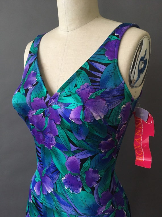 70s Jungle Flowers Swimsuit - 1970s Vintage Green… - image 4