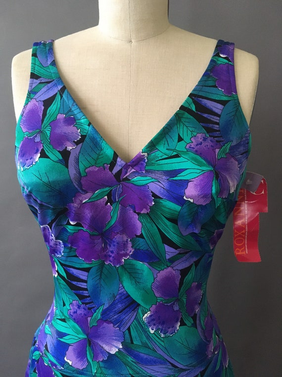 70s Jungle Flowers Swimsuit - 1970s Vintage Green… - image 7