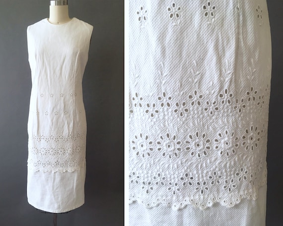 60s Snow White Summer Dress - 1960s Vintage White… - image 1