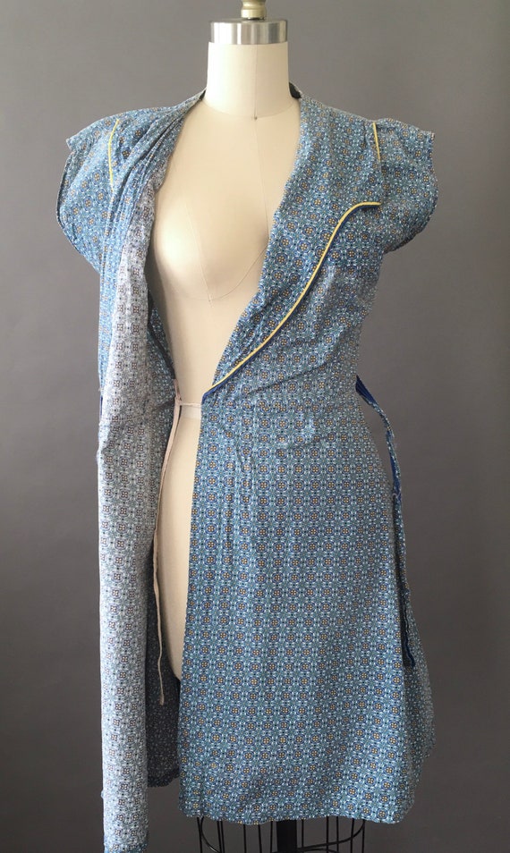 50s Swirl Me Around Dress - 1950s Cotton Blue Yel… - image 6