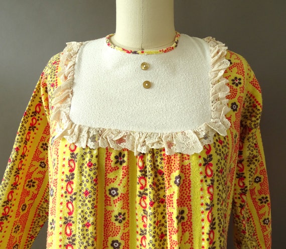 Rare 40s Flannel Night Dress- 1940s Vintage Night… - image 3
