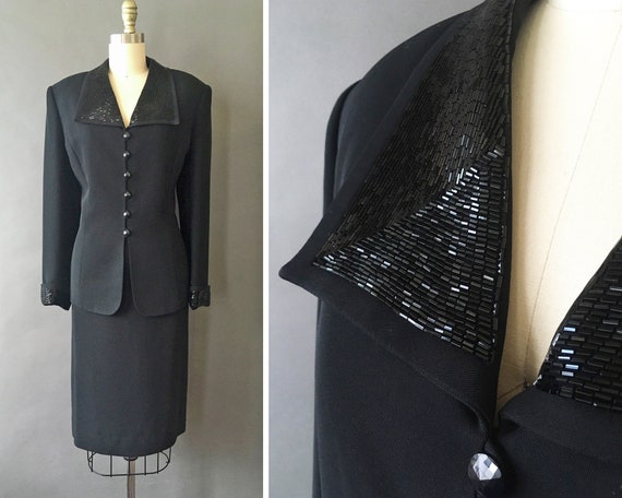 80s Starry Sky Suit - 1980s Vintage Black Albert … - image 1