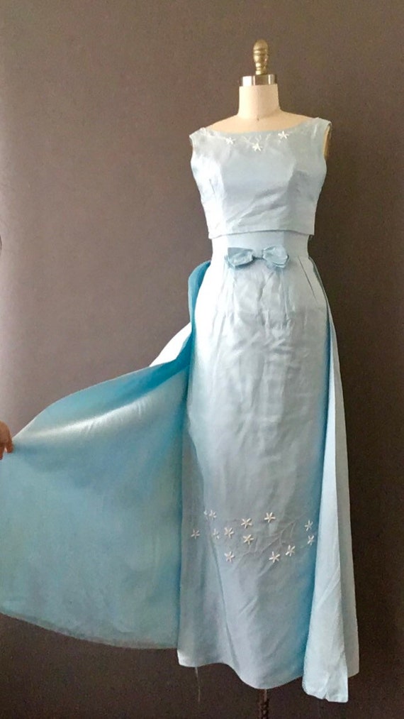50s Ice Queen Dress - 1950s Vintage Ice Blue Form… - image 2
