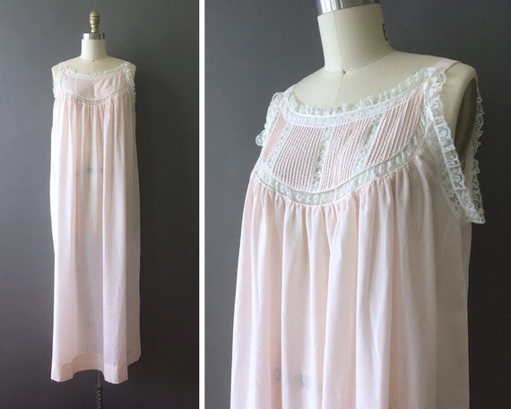 60s Pink Winks Night Dress - 1960s Light Pink Vin… - image 1