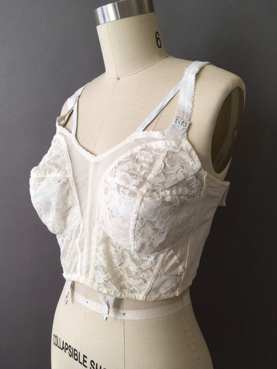 50s Lace Lady Bra - 1950s Vintage White Lace Bra C