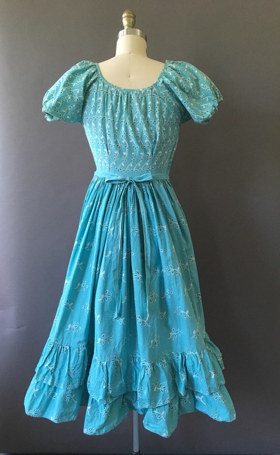 30s Blue Daydreams Dress - 1930s Blue Vintage Dre… - image 6