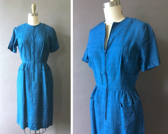 60s Midnight Blue Dream Dress - 1960s Vintage Blu… - image 1