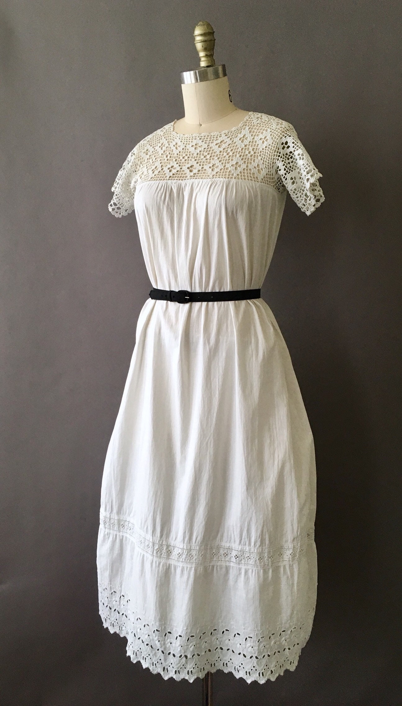 black cotton eyelet dress