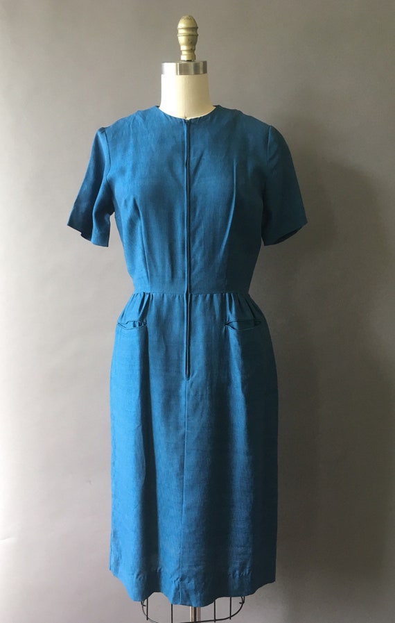 60s Midnight Blue Dream Dress - 1960s Vintage Blu… - image 2