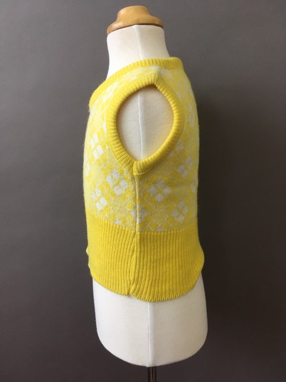 70s Deadstock Kids Vest - 1970s Vintage Yellow Wh… - image 3