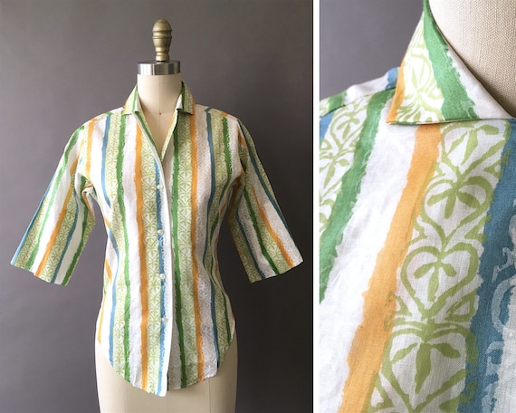 50s The Sunny Painter Shirt - 1950s Vintage Button