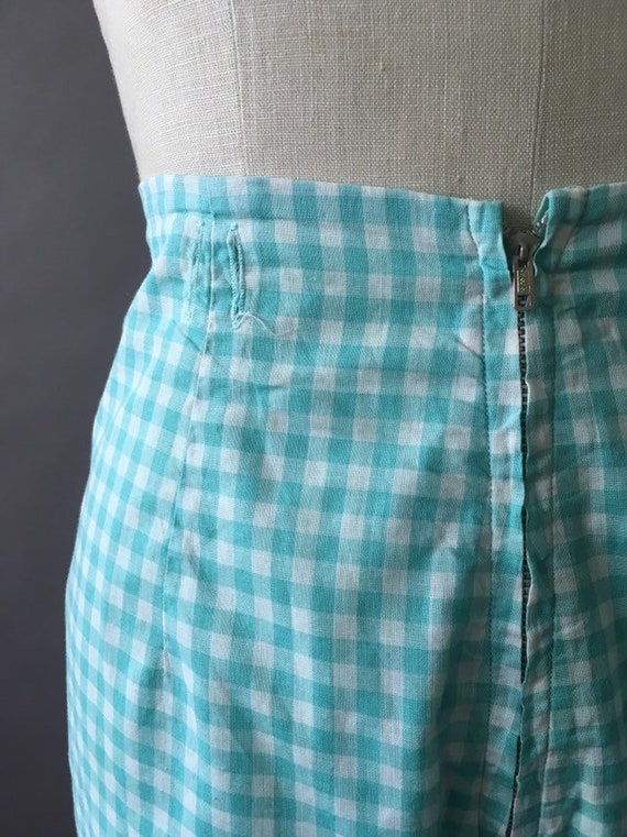 50s Lady Gingham Shorts - 1950s Vintage Blue Whit… - image 7