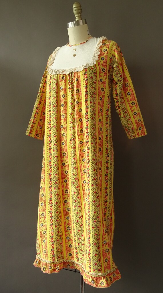 Rare 40s Flannel Night Dress- 1940s Vintage Night… - image 4