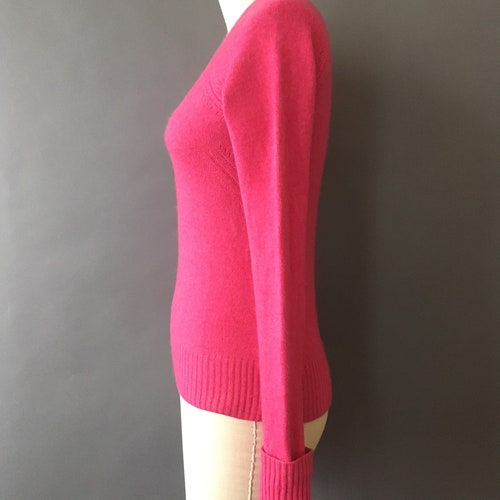 90s Sweet Lilly Cashmere Sweater - 1990s Vintage Bright Pink 100 Cashmere Sweater by shops Lilly Pulitzer - Designer Cashmere Pink Long Sleeve Top