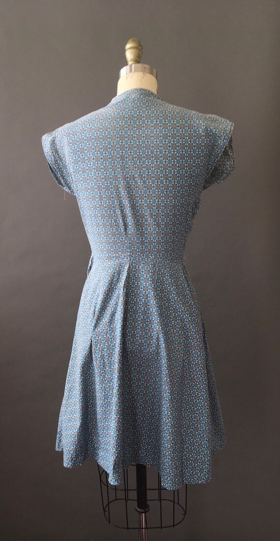 50s Swirl Me Around Dress - 1950s Cotton Blue Yel… - image 5