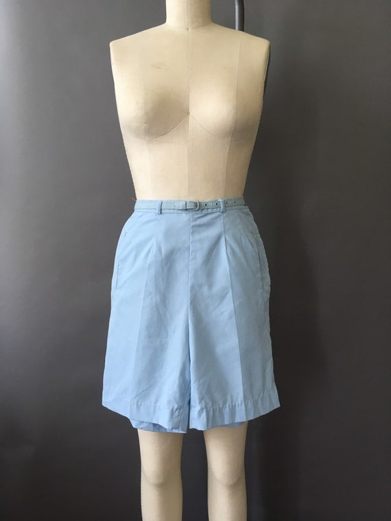 50s Pinup Girl Shorts - 1950s Vintage Light Blue … - image 1