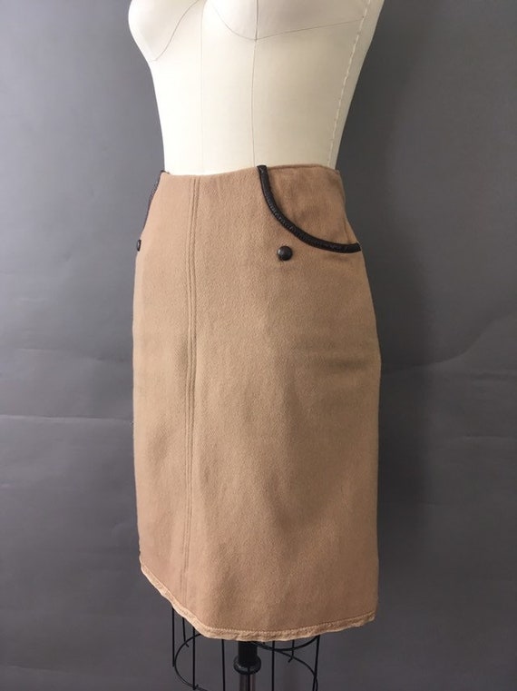 60s Trim and a Button Skirt - 1960s Vintage Brown… - image 5