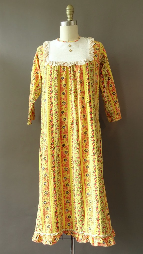 Rare 40s Flannel Night Dress- 1940s Vintage Night… - image 2