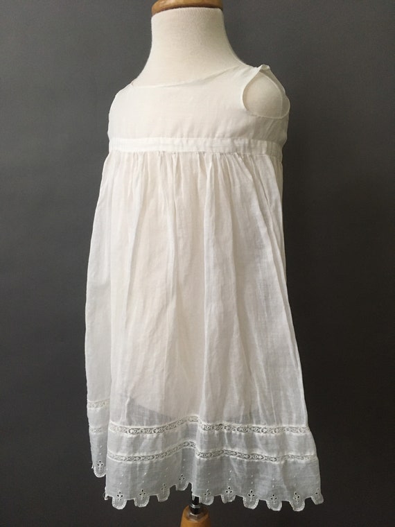 Vintage White Kids Dress - Vintage White Sheer Ba… - image 3