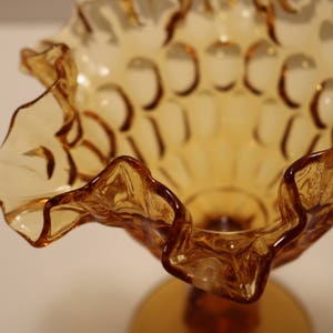 Fenton Thumbprint Colonial Amber Footed Compote