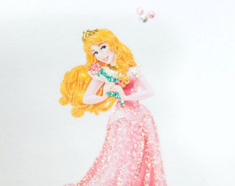 Disney Princess Aurora fabric painted & glittered tank top, sweatshirt or T-shirt.