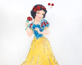 Disney Snow White fabric painted & glittered tank top, sweatshirt or T-shirt.