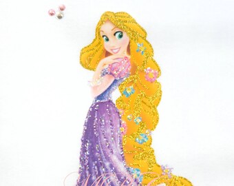 Disney Princess Rapunzel fabric painted & glittered tank top, sweatshirt or T-shirt.
