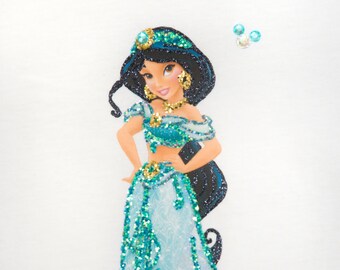 Disney Princess Jasmine fabric painted & glittered tank top, sweatshirt or T-shirt
