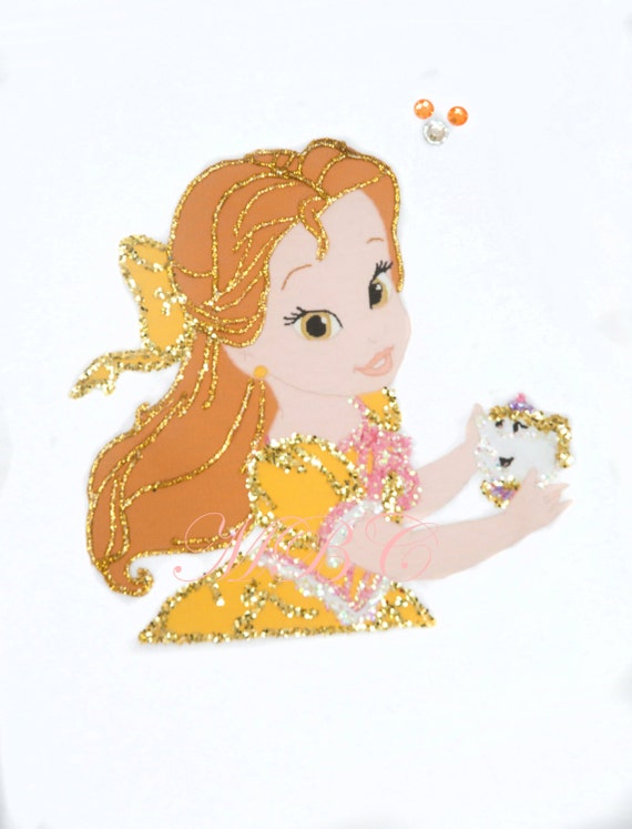 Disney Toddler Princess Belle Fabric Painted Glittered Etsy