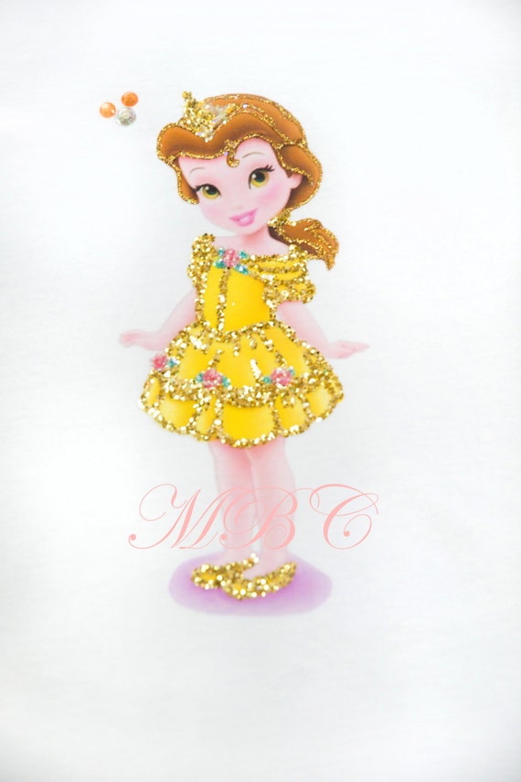 Disney Toddler Princess Belle Fabric Painted Glittered Etsy