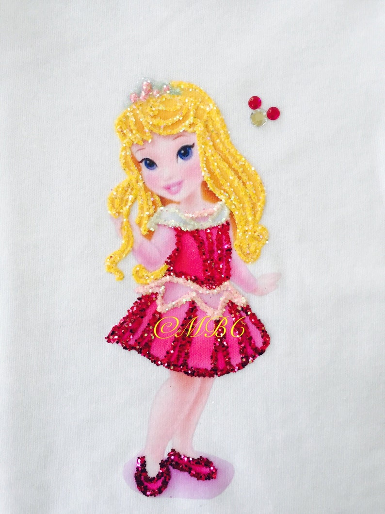 Disney Toddler Princess Aurora Fabric Painted Glittered Etsy
