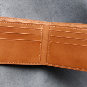 Cartera de hombre plegable en piel de buttero italiana color whisky imagen 4