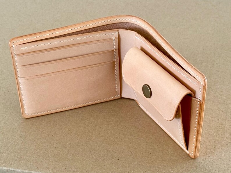 Cartera de hombre de dos pliegues en piel Buttero italiana color marrón oscuro imagen 7