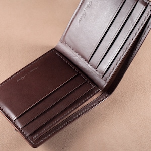 Cartera de hombre de dos pliegues en piel Buttero italiana color marrón oscuro imagen 3
