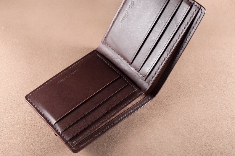 Cartera de hombre de dos pliegues en piel Buttero italiana color marrón oscuro imagen 3