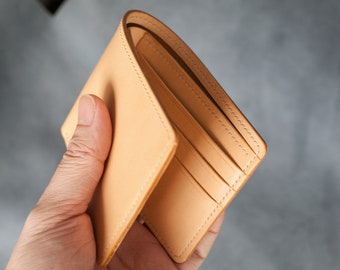 Cartera de hombre de dos pliegues en piel Buttero italiana natural