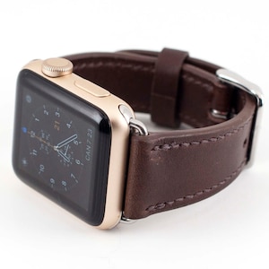 41MM/42MM Apple Watch Band- Flat Buttero Leather Dark Brown series 11