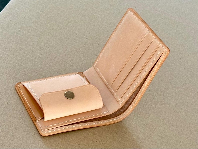 Cartera de hombre de dos pliegues en piel Buttero italiana color marrón oscuro imagen 5