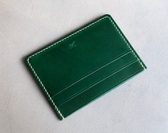 Credit card holder-Italian Buttero leather - dark green